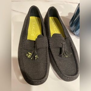 Men's Rothy's wool driving MOCS loafers grey brown tassel 9.5 great condition